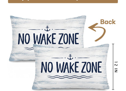 SkyCozy No Wake Zone Nautical 12x20 Pillow Cover for Lake House Decor