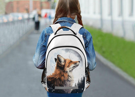 Fox Backpack for Students Boys Girls Fox under The Moon School Bag Travel Daypack Rucksack