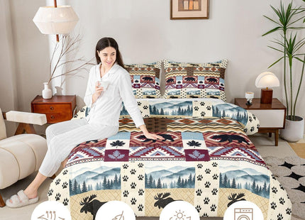 Feelyou Rustic Bear Comforter Set Kids Wild Animal Cute Deer Comforter