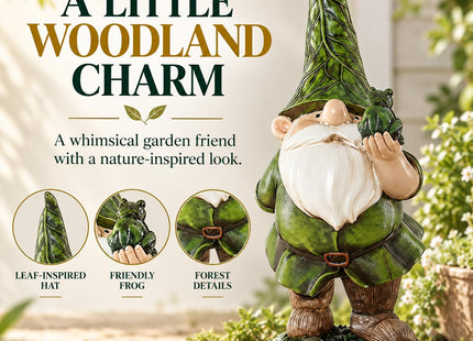Topadorn Garden Gnome Statue, 10.24" Woodland Outdoor Gnome