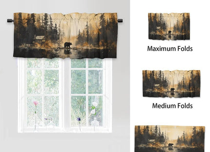 Dabuniu Rustic Cabin Blackout Window Curtain Valance Cute Bear Forest Country Farmhouse Wildlife Hunting Rod Pocket Window Valance for Living Room Bathroom Bedroom Kitchen 54 by 18 in, 1 Panel