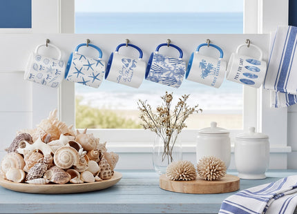 Didaey 6 Pcs Coastal Coffee Mugs, Blue Starfish Ceramic 12 oz Summer