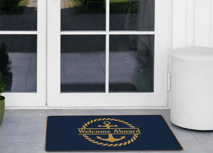 ETYZE Navy Blue Classic Nautical Welcome Door Mat for Boat Decor