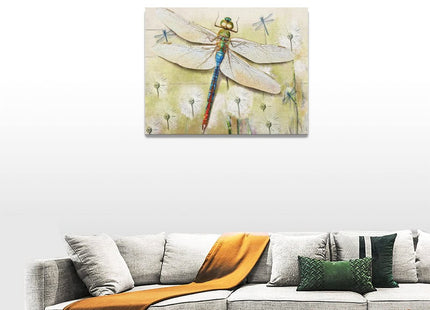 dollffey Dragonfly Wall Art Dragonfly Dandelion Pictures Wall Decor Canvas Prints Framed Modern Painting Artwork Dragonfly Gifts for Girl Women Bathroom Bedroom Kitchen Dining Room Office 16"x12"