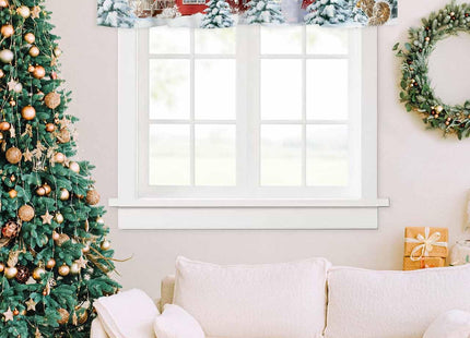 Litter Star Xmas Snowman Kitchen Valance,Farmhouse Window Valances,Winter Snow Short Curtains Window Treatment Rod Pocket Drapes,Pine Tree Valances Curtain for Bedroom 54x18in