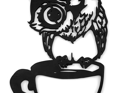 Owl Wood Wall Art, Owl Wall Decor, Coffee Wall Decor, Black Wooden Owl Decorations, Office, Living Room , Bedroom , Kitchen Wall Hanging Decor, Great Gifts