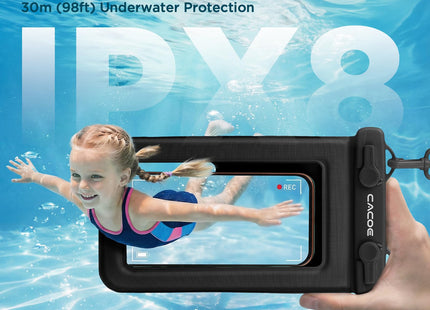 CACOE Floatable Waterproof Phone Pouch 2 Pack Up to 9.0", Black+Green