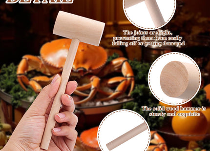 Chivertion 18 Pcs 7.7" Natural Wood Crab Mallets Seafood Lobster Hammers