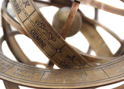 Vinatge Engraved Brass Tabletop Armillary Nautical Sphere Globe