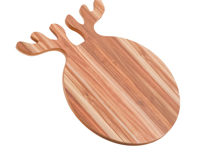 Christmas Charcuterie Board, Reindeer Shaped Acacia Wood, 17x13 In