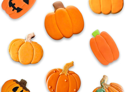 3Pcs Pumpkin Cookie Cutters Set, Includes Classic, Tall & Velvet Pumpkin Shapest, Halloween & Thanksgiving Biscuit Cutters, Coated with Soft Rubber for Protection