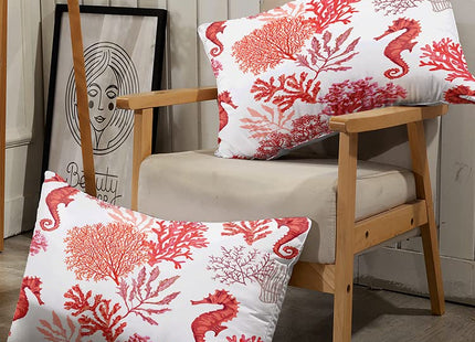 Ocean Coral Red Hippocampus Twin Comforter Set, Soft 2 Pillowcases