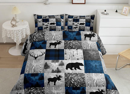 Bear Bedding Set Teens Boys,Farmhouse Moose Elk Deer Comforter Full