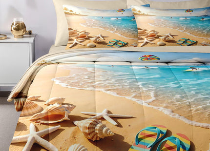 Nesker Queen Comforter Set with Sheets, 7 Pieces Beach Surfing Bedding