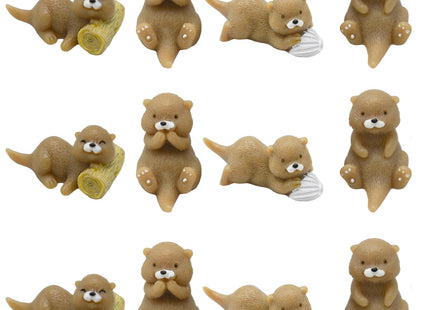 Pinenjoy 12Pcs Miniature Otter Figurines 1inch Mini Resin Sea Otter Figures