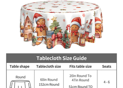 juniissl Christmas Gingerbread Man Tablecloth Washable Round Table Cover for Kitchen Dining Decoration 60 Inch