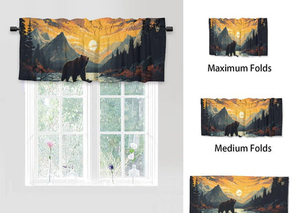 Dabuniu Rustic Bear Valance Curtains for Kitchen Windows Country Cabin Lake Lodge Forest Mountain Privacy Window Valances for Living Room