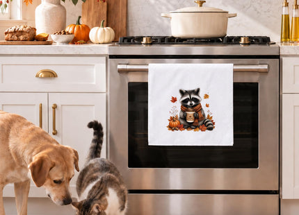 OINDADE Raccoon Decor Fall Halloween Kitchen Towels, Raccoon Hand Towels