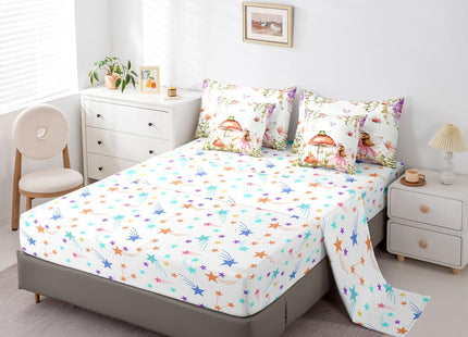 Erosebridal Fairy Garden Twin Bedding Set 7 Piece - Mushroom & Frog Comforter Set with Sheets for Kids Girls, Butterfly Floral Forest Themed Bed Set | Whimsical Fairies Fitted Sheet+Flat Sheet