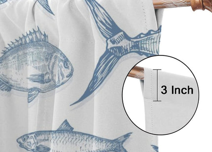 INSFBRB Watercolor Nautical Fish Blackout Curtains for Living Room,Abstract Boho Retro Sea Animal Swiming Fish Window Drapes - Thermal Insulated and Noise Reduction,2 Panels 45L x 21W