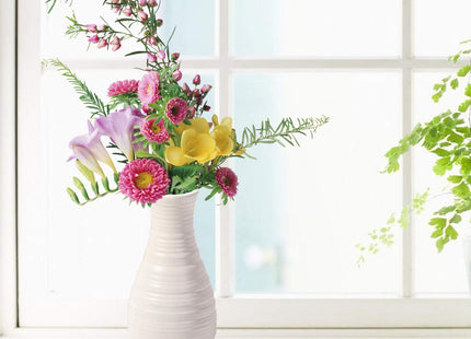 Unbreakable Vase for Flowers, Ceramic Look Plastic Vase for Home Decor, Living Room, Table (Seashell White)