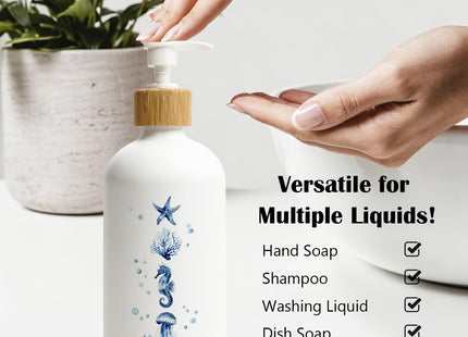 Stelloriellea Coastal Beach Glass Soap Dispenser with Pump