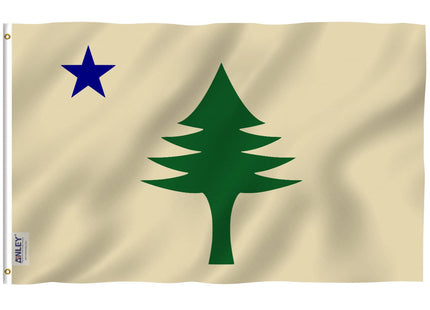 Anley Fly Breeze 3x5 Foot Maine State Flag - Vivid Color and Fade proof - Canvas Header and Double Stitched - Maine ME 1901-1909 Flags Polyester with Brass Grommets 3 X 5 Ft