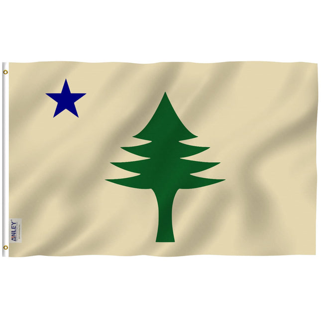 Anley Fly Breeze 3x5 Foot Maine State Flag - Vivid Color and Fade proof - Canvas Header and Double Stitched - Maine ME 1901-1909 Flags Polyester with Brass Grommets 3 X 5 Ft