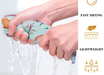 QCBBIRC Ocean Seashells and Starfish Hand Towels for Bathroom Set of 2,Soft Absorbent Waffle Weave Kitchen Towels Dish Towel,Decorative Bathroom Towel for Kitchen Yoga Home Decor 16X24 Inch