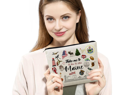 YULUENZE Take Me To Maine Print Canvas Cosmetic Bag