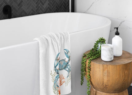 ALAZA Hand Towel Set of 1 100% Cotton Bath Towels Aqua Crab Coral for Bathroom Housewarming Decor Gifts