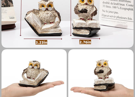 Adorable Reading Owl Statue, 2PCS Retro Resin Wise Owl Thinker Sculptures