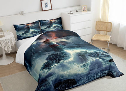 Feelyou Ocean Lighthouse Bedding Set King Size for Kids Teens