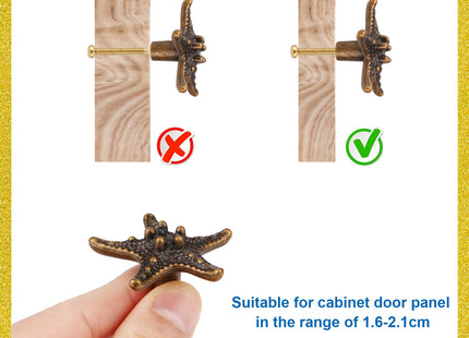 Brosay 4 Pcs Starfish Cabinet Knobs Coastal Nautical Drawer Pulls (Copper)
