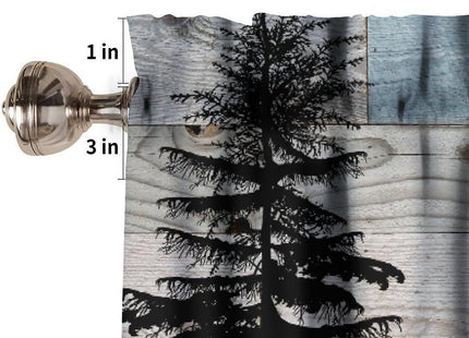 JanJCurt Rustic Bear Valance, Retro Woodland Wild Animals Farmhouse Country Wooden Board Pine Forest Bear Bird Print Rod Pocket Short Window Treatment for Kitchen Bedroom Bathroom, 54x18inch