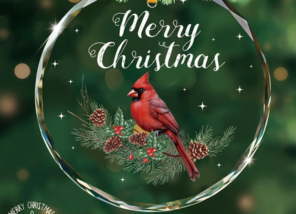 WhatSign Glass Cardinal Christmas Ornament Sympathy Memorial Keepsake