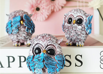 keqmsxi 3 Pcs Owl Decor Statue,Small Sculptures Owl Gifts for Women Men