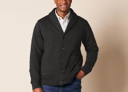 Amazon Essentials Men's Long-Sleeve Fleece Shawl-Collar Cardigan, -Charcoal Heather, X-Large