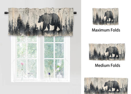 DFGJESLA Rustic Bear Deer Kitchen Valance Curtains Country Cabin Lodge Wild Animals Forest Hunting Rod Pocket Valances for Bedroom Living Room Dining Room, 54 x 18 in