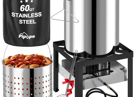 60QT Crawfish Boiler | Stainless Steel Seafood Boil Pot with Basket