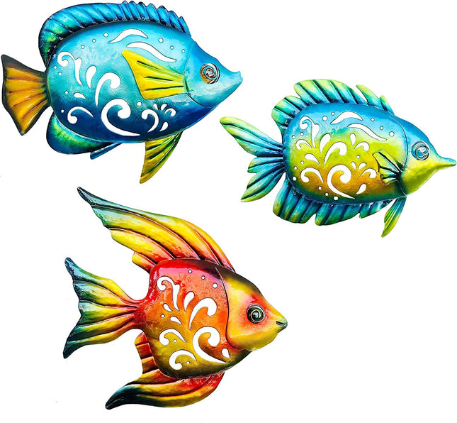 Coastal Wall Decor, Ocean Sea Metal Fish Wall Decor, Hanging Wall Art