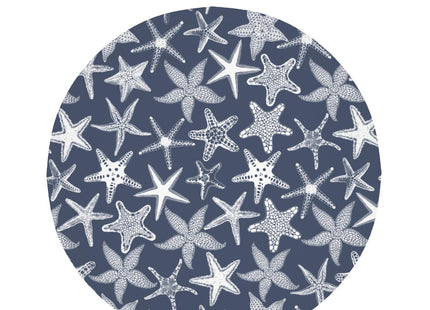 Giwawa 60Inch Navy Blue Starfish Round Tablecloth, Summer Nautical Coastal Decorative Circle Table Cover, Dustproof Washable Table Cloth Polyester for Kitchen Dining Party Picnic Season