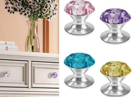 CcHhyyt 4 Pcs Crystal Adhesive Knobs Stick On Cabinet Handle K9 Crystal Pulls Peel and Stick Dresser Pulls for Mirror Cabinet Drill Free Knobs for Glass Sliding Doors Fish Tank Lid Terrarium