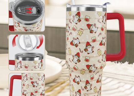 Nqhsionv Christmas Tumbler 40 oz Gingerbread Gnomes Cup Winter Coffee Travel Mug Stainless Steel Insulated Cups Joy Holiday Water Bottle Christmas Decor Gifts