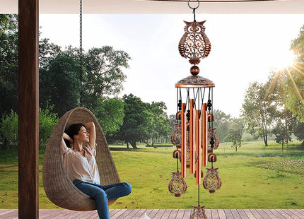 JUNQIU Owl Wind Chimes for Outside, Owl Gifts for Women & Mom, Owl Decor
