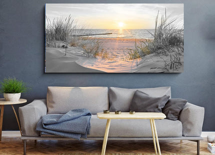 Yxbhhym-Black and White Sunset Beach Wall Art Coastal Room Decor Ocean Picture for Living Room Wall Art Bedroom Seascape Artwork Prints Sea Scene Painting Modern Bathroom Office Decor