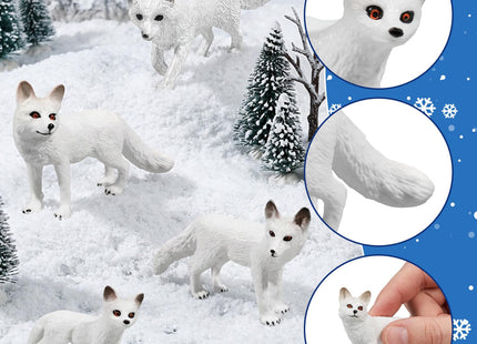 Bbiamsleep 4 Pieces Artic Fox Figurine White Fox Animal Figurines