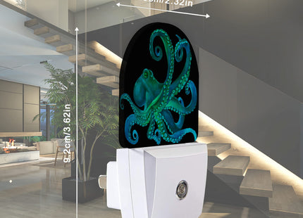 AOWULA Green Octopus Night Light,Fish Sea Life Plug-in Wall Led Night Lights Decor for Boys Girls Room,Dusk to Dawn Sensor Wall Lamp for Stairway/Hallway/Kitchen,0.5W