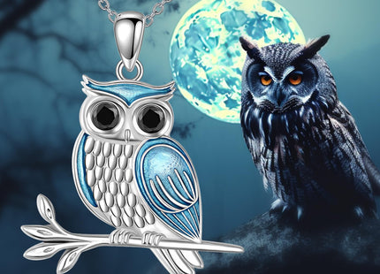 LWQQWL Owl Necklace for Women 925 Sterling Silver Owl Pendant Necklaces Cute Animal Jewelry Gifts