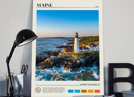 DADADADANIU Maine Photo, Maine Wall Decor, United States Poster, USA Outstanding Landscape Wall Art Poster for Home School Wall Hanging Office Kitchen Decor GiftFrame 16x24inch